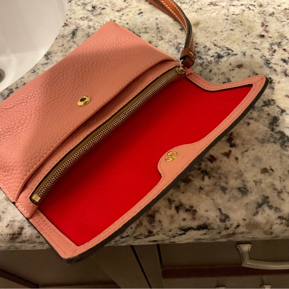 Dooney & Bourke Pink Leather Clutch with Gold Hardware